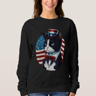 Tuxedo Cat Patriot USA 4th of July Men Women Sweatshirt