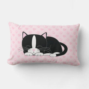 Tuxedo Cat {pink} Lumbar Cushion