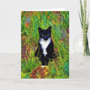Tuxedo Cat Pop Art Note Card