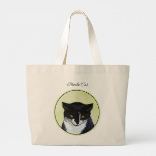 Tuxedo Cat Portrait Painting Cute Original Art Large Tote Bag