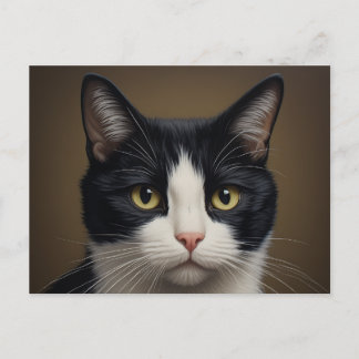 Tuxedo cat postcard art
