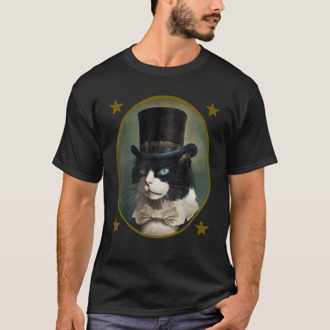 Tuxedo Cat Presidents Day George Washington Abraha T-Shirt (Front)