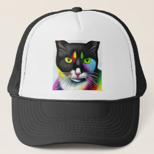 Tuxedo Cat Rainbow Trucker Hat