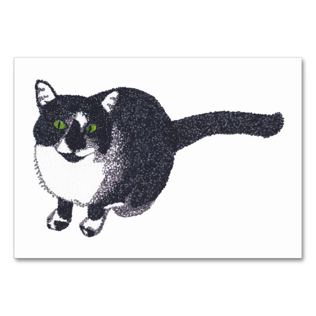 Tuxedo Cat Reading Flashcards for adults Table Number (Front)