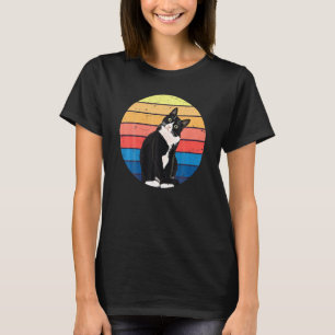 Tuxedo Cat  Retro Colours For Animal Lovers T-Shirt