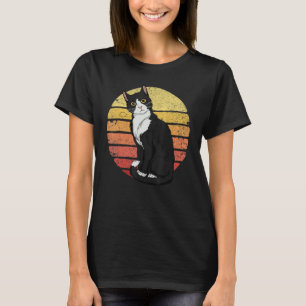 Tuxedo Cat Retro Sunset Vintage Cat Lady Tuxedo Ca T-Shirt
