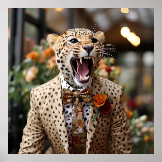 Tuxedo Cat Roar Cheetah Print Suit (Front)