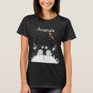 Tuxedo Cat Surprised by Dragonfly (Dark) T-Shirt