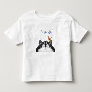 Tuxedo Cat Surprised by Dragonfly Toddler T-Shirt