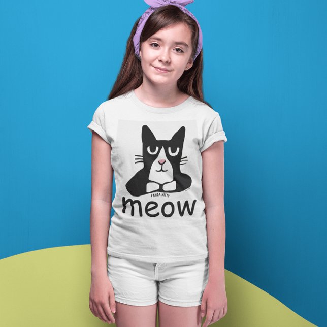 TUXEDO CAT t-shirts, Panda Kitty KIDS MEOW T-Shirt (Creator Uploaded)