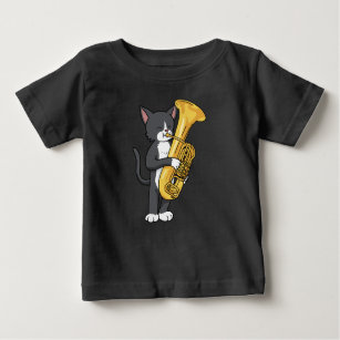 Tuxedo Cat Tuba Gifts Women Men Marching Band Tuba Baby T-Shirt