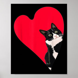 Tuxedo Cat Valentine Heart For Kitten And Animal L Poster