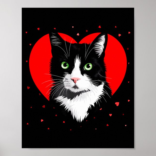 Tuxedo Cat Valentine Heart For Kitten And Animal L Poster (Front)