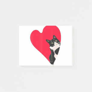 Tuxedo Cat Valentine Heart for Kitten and Animal Post-it Notes