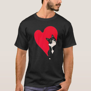 Tuxedo Cat Valentine Heart For Kitten And Animal T-Shirt