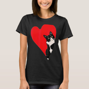 Tuxedo Cat Valentine Heart for Kitten and Animal T-Shirt