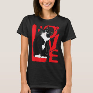 Tuxedo Cat Valentine Heart for Kitten and Animal T-Shirt