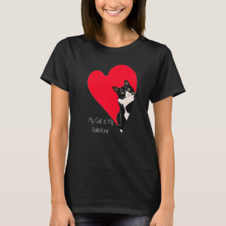 Tuxedo Cat Valentine Heart for Kitten and Animal T-Shirt