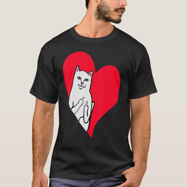 Tuxedo Cat Valentine Heart for Kitten and Animal T-Shirt (Front)