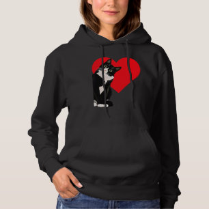 Tuxedo Cat Valentine's Day Heart Cat Hoodie