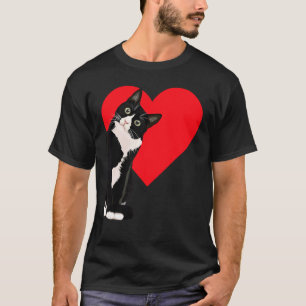Tuxedo Cat Valentine's Day Heart Cat T-Shirt