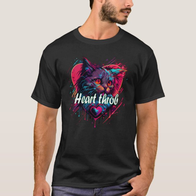 Tuxedo Cat Valentine's Day Heartthrob Cat T-Shirt (Front)