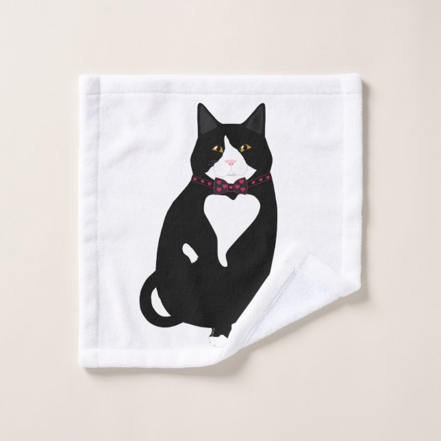 Tuxedo Cat Washcloth Wash Cloth (Wash Cloth)