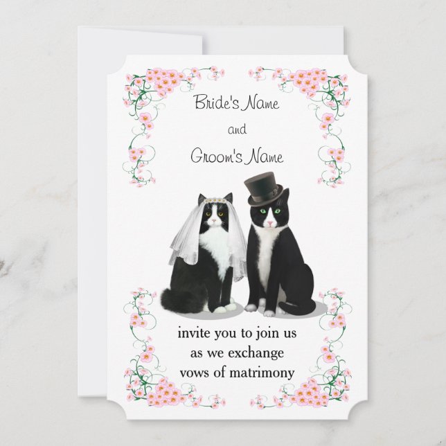 Tuxedo Cat Wedding Invitation (Front)