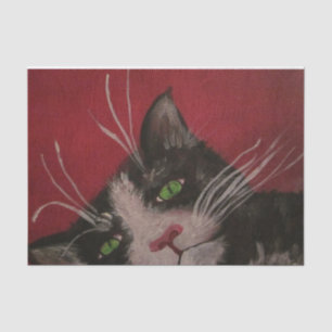 tuxedo cat wine label tissue paper