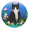 Tuxedo Cat with Flowers Stickers