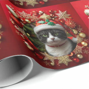 Tuxedo cat wrapping paper