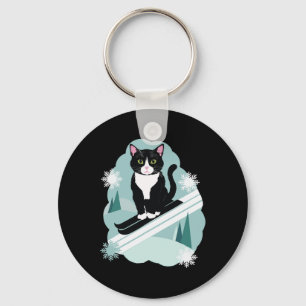 Tuxedo Cats And Skiing Snow Winter Sports Fans Key Ring