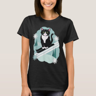 Tuxedo Cats And Skiing Snow Winter Sports Fans  T-Shirt