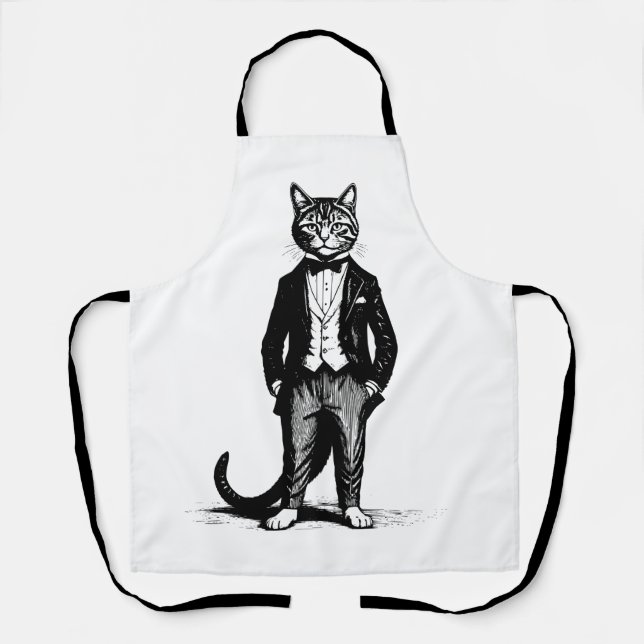 Tuxedo Classy Cat Apron (Front)