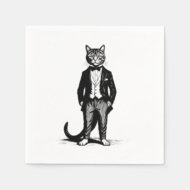 Tuxedo Classy Cat Napkin (Front)