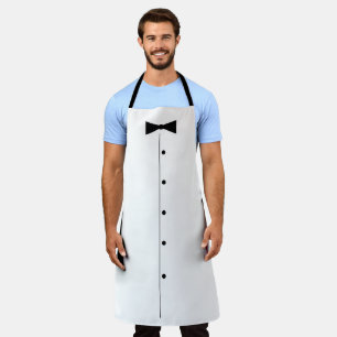 Tuxedo cooking apron with black bow tie