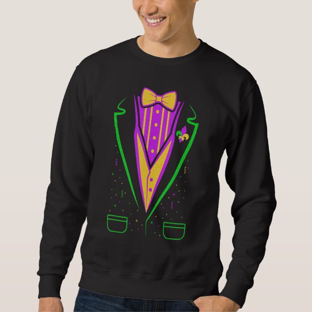 Tuxedo Costume Bow Tie Funny Mardi Gras Carnival M Sweatshirt (Front)