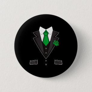 Tuxedo Costume Green Rose Tie Funny St. Patrick's  6 Cm Round Badge