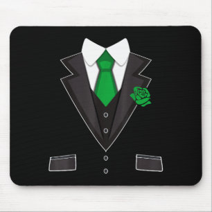 Tuxedo Costume Green Rose Tie Funny St. Patrick's  Mouse Pad