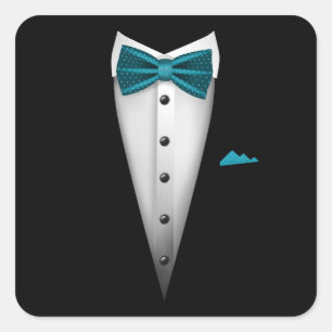 Tuxedo design with Bowtie For Weddings And Square Sticker