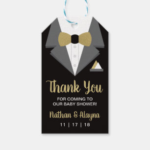 Tuxedo Favour Tag, Baby Shower Tag, Faux Gold Gift Tags
