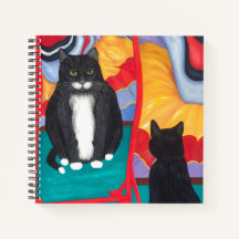 Tuxedo Fun House Fat Cat Spiral Notebook Small