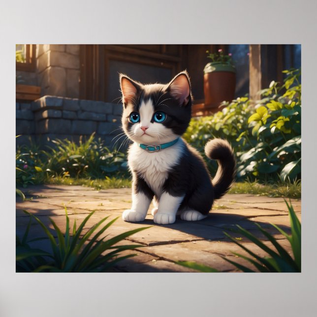 *~* Tuxedo Garden Kitty Cat 5:4 Feline Kitten Poster (Front)