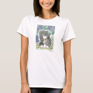 Tuxedo Good Luck Amidst the Hydrangeas T-Shirt