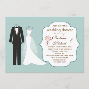 Tuxedo & Gown Couple's Bridal Shower Invitation