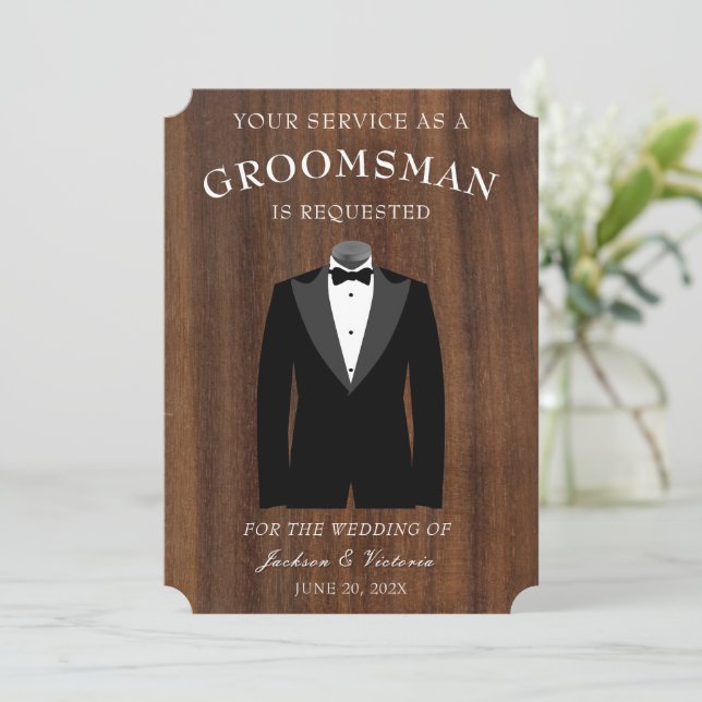 Tuxedo Groomsman Invitation (Standing Front)