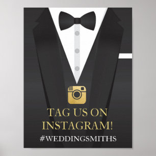 Tuxedo Instagram Bow Tie Sign Wedding Reception