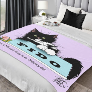 Tuxedo Kitten Dog's Bowl Fleece Blanket