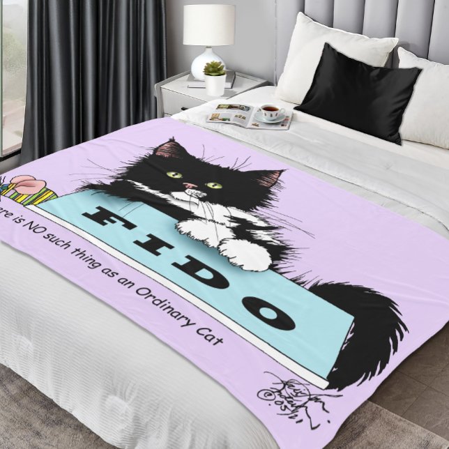 Tuxedo Kitten Dog's Bowl Fleece Blanket (Creator Uploaded)
