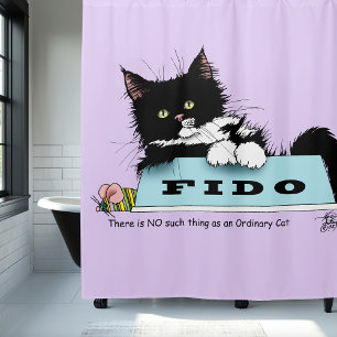 Tuxedo Kitten Dog's Bowl Shower Curtain